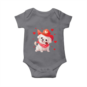 Valentine's Day Baby Onesie Vintage Retro Puppy Dog Cowboy TS09 Charcoal Print Your Wear