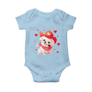 Valentine's Day Baby Onesie Vintage Retro Puppy Dog Cowboy TS09 Light Blue Print Your Wear