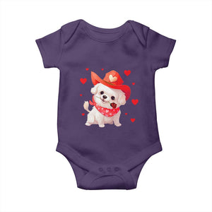 Valentine's Day Baby Onesie Vintage Retro Puppy Dog Cowboy TS09 Purple Print Your Wear