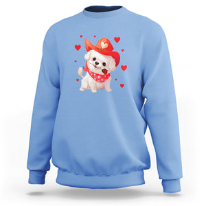 Valentine's Day Sweatshirt Vintage Retro Puppy Dog Cowboy TS09 Carolina Blue Printyourwear