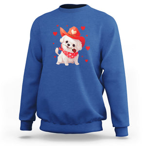 Valentine's Day Sweatshirt Vintage Retro Puppy Dog Cowboy TS09 Royal Blue Printyourwear