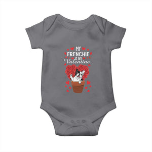 Valentine's Day Baby Onesie My Frenchie Is My Valentine Cute French Bulldog Rose Heart TS09 Charcoal Print Your Wear