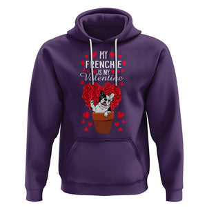 Valentine's Day Hoodie My Frenchie Is My Valentine Cute French Bulldog Rose Heart TS09 Purple Printyourwear
