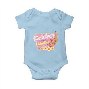 Valentine's Day Baby Onesie Dachshund Is My Valentine Cute Dog Heart TS09 Light Blue Print Your Wear