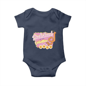 Valentine's Day Baby Onesie Dachshund Is My Valentine Cute Dog Heart TS09 Navy Print Your Wear