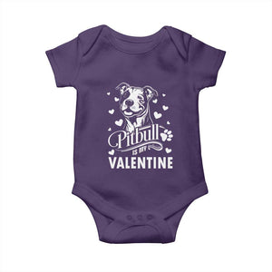 Valentine's Day Baby Onesie Pitbull Is My Valentine Cute Dog Heart TS09 Purple Print Your Wear