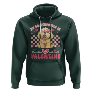 Valentine's Day Hoodie My Goldendoodle Is My Valentine Cute Dog Heart Sunglass TS09 Dark Forest Green Printyourwear