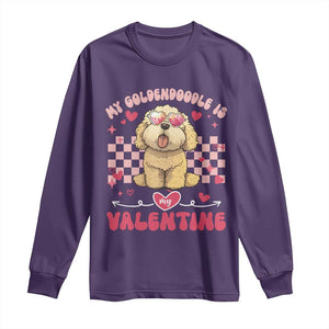 Valentine's Day Long Sleeve Shirt My Goldendoodle Is My Valentine Cute Dog Heart Sunglass TS09 Purple Print Your Wear