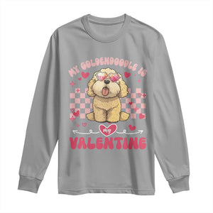Valentine's Day Long Sleeve Shirt My Goldendoodle Is My Valentine Cute Dog Heart Sunglass TS09 Sport Gray Print Your Wear