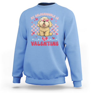 Valentine's Day Sweatshirt My Goldendoodle Is My Valentine Cute Dog Heart Sunglass TS09 Carolina Blue Printyourwear