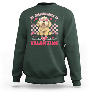 Valentine's Day Sweatshirt My Goldendoodle Is My Valentine Cute Dog Heart Sunglass TS09 Dark Forest Green Printyourwear
