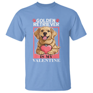 Valentine's Day T Shirt My Golden Retriever Is My Valentine Cute Dog Heart TS09 Carolina Blue Printyourwear