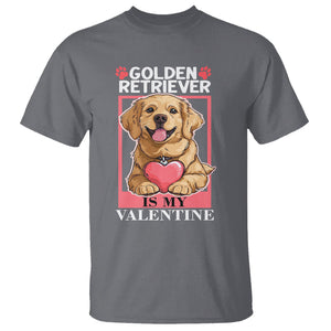 Valentine's Day T Shirt My Golden Retriever Is My Valentine Cute Dog Heart TS09 Charcoal Printyourwear