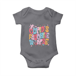 Valentine's Day Baby Onesie Retro Groovy Cupids Favorite Nurse TS09 Charcoal Print Your Wear