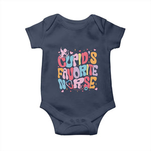 Valentine's Day Baby Onesie Retro Groovy Cupids Favorite Nurse TS09 Navy Print Your Wear