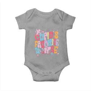 Valentine's Day Baby Onesie Retro Groovy Cupids Favorite Nurse TS09 Sport Gray Print Your Wear