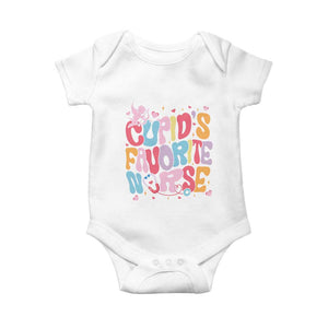 Valentine's Day Baby Onesie Retro Groovy Cupids Favorite Nurse TS09 White Print Your Wear