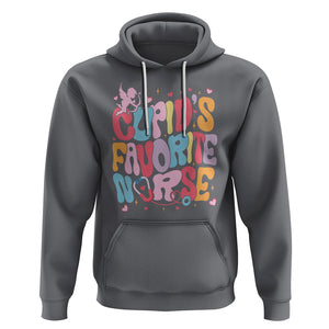 Valentine's Day Hoodie Retro Groovy Cupids Favorite Nurse TS09 Charcoal Printyourwear