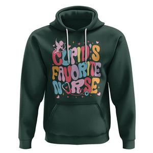 Valentine's Day Hoodie Retro Groovy Cupids Favorite Nurse TS09 Dark Forest Green Printyourwear