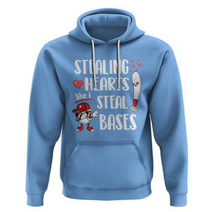 Valentine's Day Hoodie Stealing Hearts Like I Steal Bases Funny Baseball TS09 Carolina Blue Printyourwear