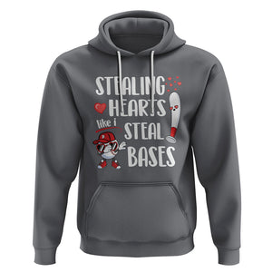 Valentine's Day Hoodie Stealing Hearts Like I Steal Bases Funny Baseball TS09 Charcoal Printyourwear