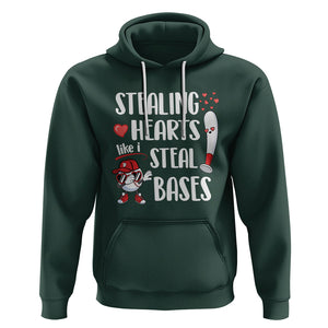 Valentine's Day Hoodie Stealing Hearts Like I Steal Bases Funny Baseball TS09 Dark Forest Green Printyourwear