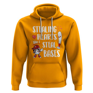 Valentine's Day Hoodie Stealing Hearts Like I Steal Bases Funny Baseball TS09 Gold Printyourwear