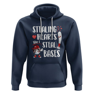 Valentine's Day Hoodie Stealing Hearts Like I Steal Bases Funny Baseball TS09 Navy Printyourwear