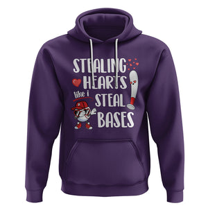 Valentine's Day Hoodie Stealing Hearts Like I Steal Bases Funny Baseball TS09 Purple Printyourwear