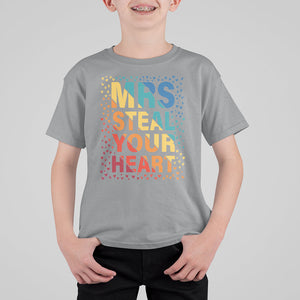 Valentine's Day T Shirt For Kid Mrs Steal Your Heart Funny Rainbow Heart TS09 Sport Gray Printyourwear