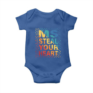 Valentine's Day Baby Onesie Ms Steal Your Heart Funny Rainbow Heart TS09 Royal Blue Print Your Wear