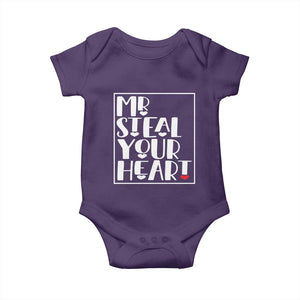 Valentine's Day Baby Onesie Mr Steal Your Heart Funny Heart TS09 Purple Print Your Wear