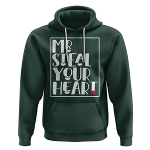 Valentine's Day Hoodie Mr Steal Your Heart Funny Heart TS09 Dark Forest Green Printyourwear