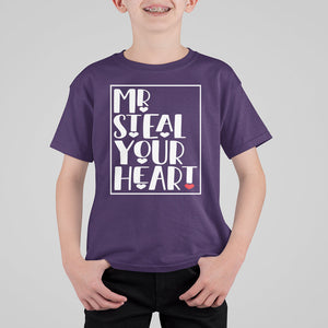 Valentine's Day T Shirt For Kid Mr Steal Your Heart Funny Heart TS09 Purple Printyourwear
