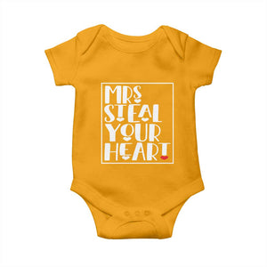Valentine's Day Baby Onesie Mrs Steal Your Heart Funny Heart TS09 Gold Print Your Wear