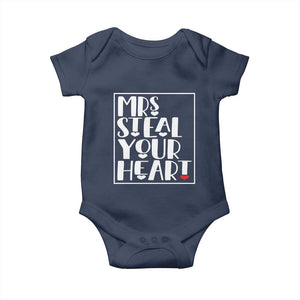 Valentine's Day Baby Onesie Mrs Steal Your Heart Funny Heart TS09 Navy Print Your Wear