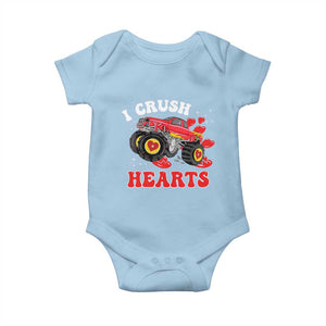 Valentine's Day Baby Onesie I Crush Hearts Monster Truck TS09 Light Blue Print Your Wear