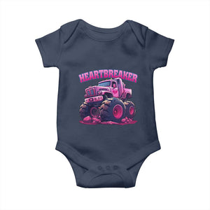 Valentine's Day Baby Onesie Tractor Heartbreaker Monster Truck Funny TS09 Navy Print Your Wear
