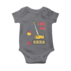 Valentine's Day Baby Onesie I Dig You Construction Truck Heart TS09 Charcoal Print Your Wear