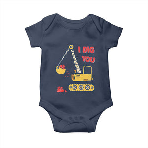 Valentine's Day Baby Onesie I Dig You Construction Truck Heart TS09 Navy Print Your Wear