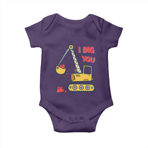 Valentine's Day Baby Onesie I Dig You Construction Truck Heart TS09 Purple Print Your Wear