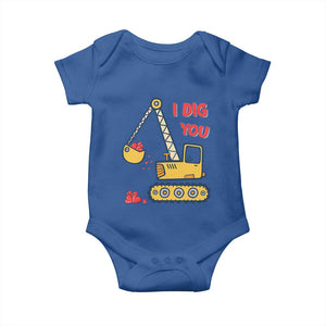 Valentine's Day Baby Onesie I Dig You Construction Truck Heart TS09 Royal Blue Print Your Wear