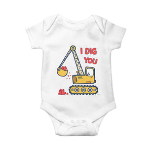 Valentine's Day Baby Onesie I Dig You Construction Truck Heart TS09 White Print Your Wear