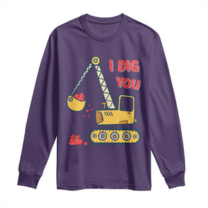 Valentine's Day Long Sleeve Shirt I Dig You Construction Truck Heart TS09 Purple Print Your Wear