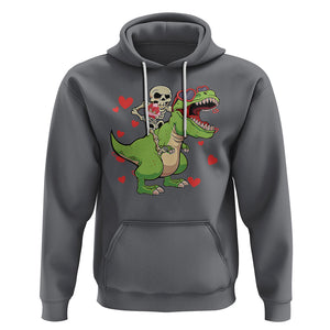 Valentine's Day Hoodie Skeleton Riding Dinosaur Rose Bouquet TS09 Charcoal Printyourwear