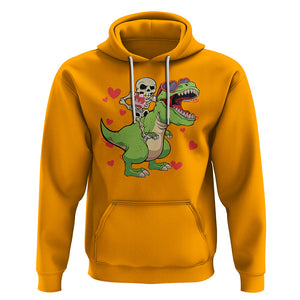 Valentine's Day Hoodie Skeleton Riding Dinosaur Rose Bouquet TS09 Gold Printyourwear
