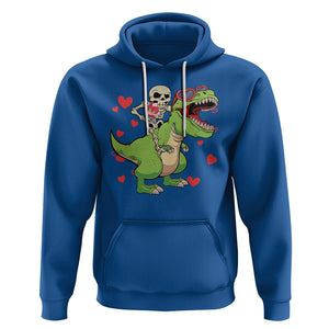 Valentine's Day Hoodie Skeleton Riding Dinosaur Rose Bouquet TS09 Royal Blue Printyourwear