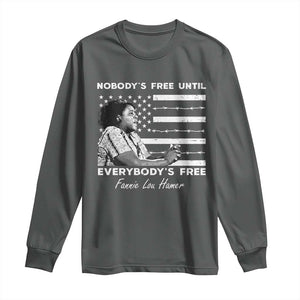 Fannie Lou Hamer Long Sleeve Shirt Nobody's Free Until Everybody's Free Black History TS09 Dark Heather Print Your Wear