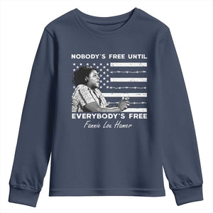 Fannie Lou Hamer Youth Sweatshirt Nobody's Free Until Everybody's Free Black History TS09 Navy Print Your Wear