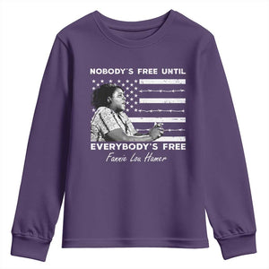 Fannie Lou Hamer Youth Sweatshirt Nobody's Free Until Everybody's Free Black History TS09 Purple Print Your Wear